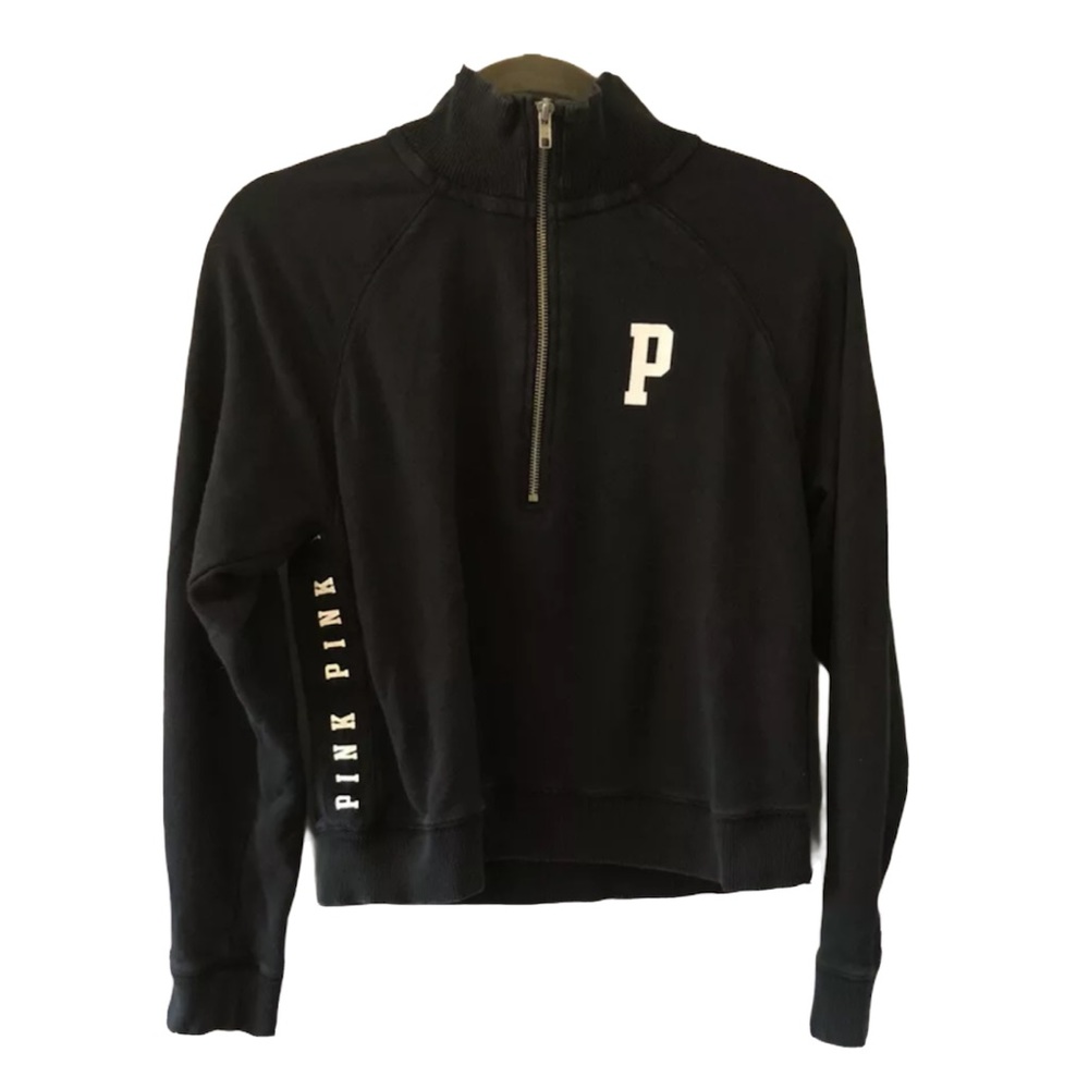 Victoria’s Secret PINK Black White Half Zip Small